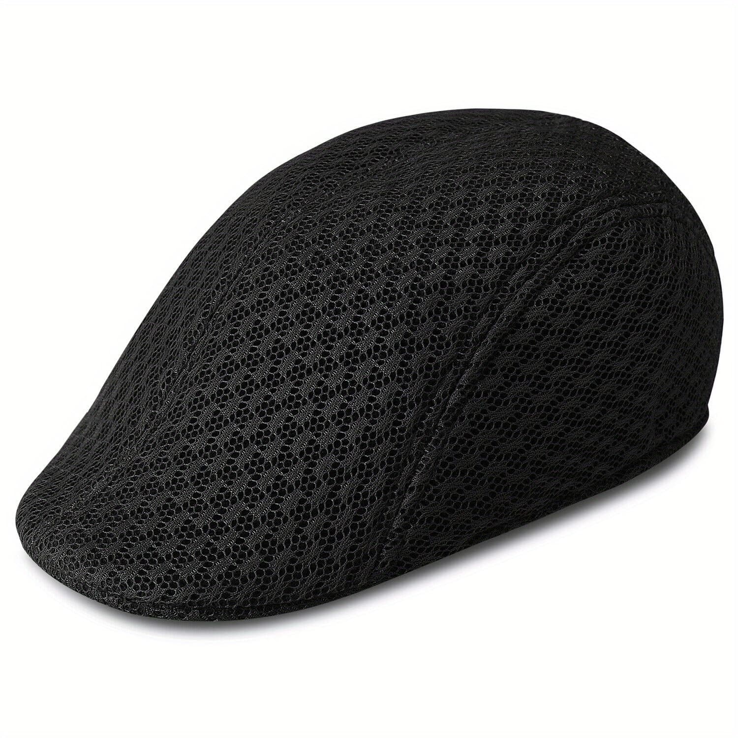 TEMU Men's Summer Mesh Flat Caps, Breathable Duckbill Newsboy Beret Hats With Elastic Band, Sun Protection Hat For Golf Driving