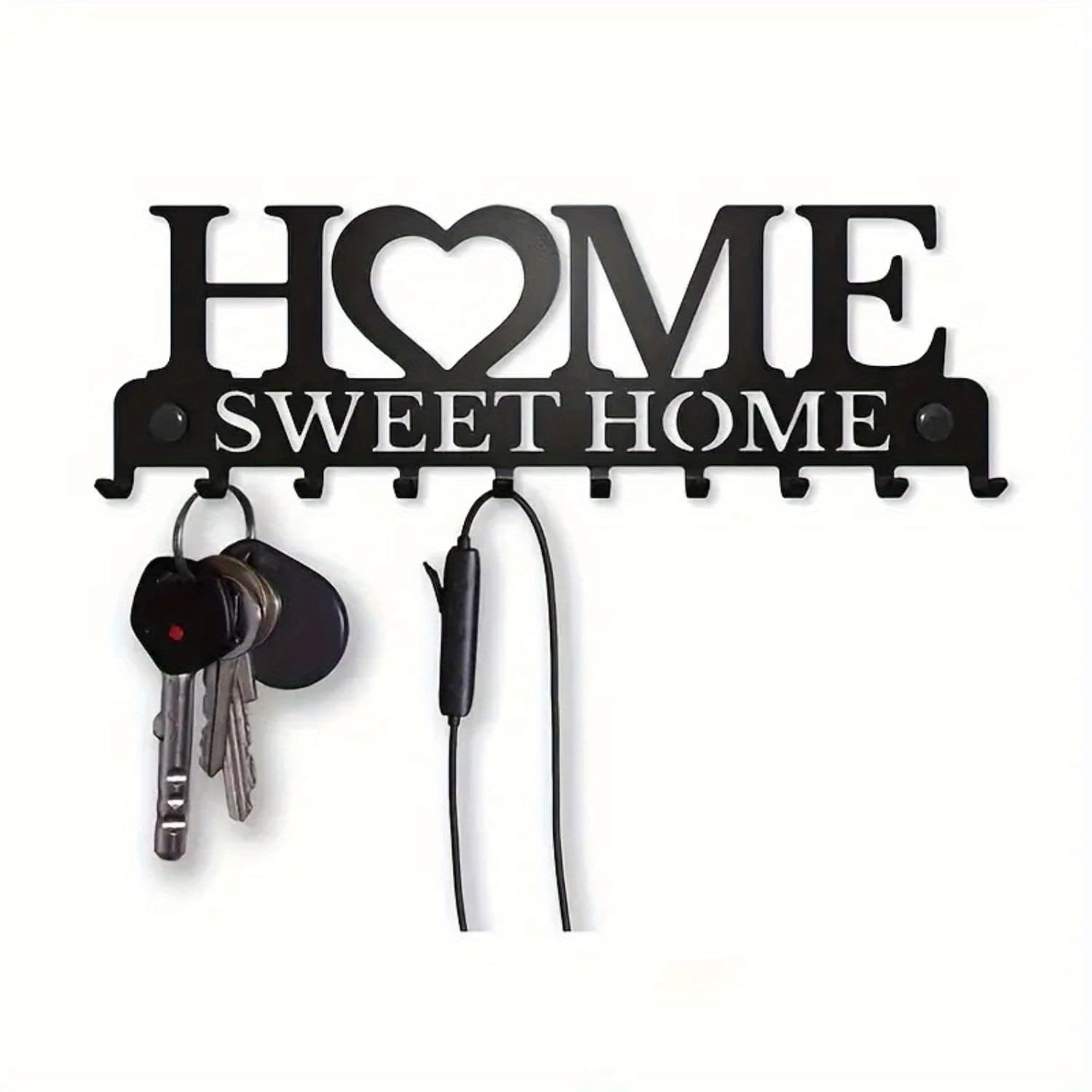 TEMU 1pc Key Holder Wall Mount, With 10 Key Hooks, Key Hanger Hooks Rack Organizer For Front Door, Bedroom, , Work, Car, Vehicle Keys Vintage Decor Wall Decor, Sweet Home Organizer Decorative