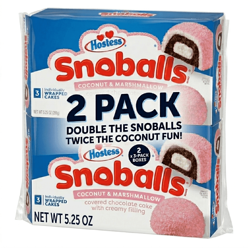 TEMU 2 Pack Snoballs Snack Cakes, Coconut & Marshmallow Covered Chocolate Cake, 5.25 Oz Box (3 Ct.)