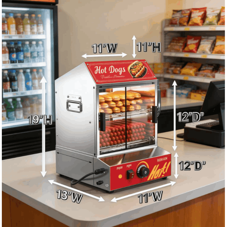 TEMU 31.7qt/30l Hot Dog Steamer, Hut Steamer Hot Dog Steamer With Bun Warmer Cooker 175 & 40 Buns Capacity With Removable Shelves Food Clip For 2-tier