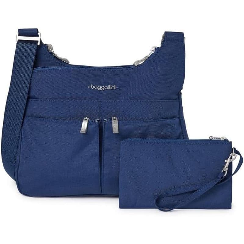 TEMU Baggallini Crossbody Travel Bag 11x8.5 Lightweight Water-resistant Nylon Handbag