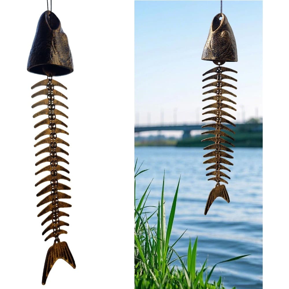 TEMU Fish Bone Wind Chime, Bone Design Unique Scenery In Yards, , Gardens, Shops, Art Exhibitions