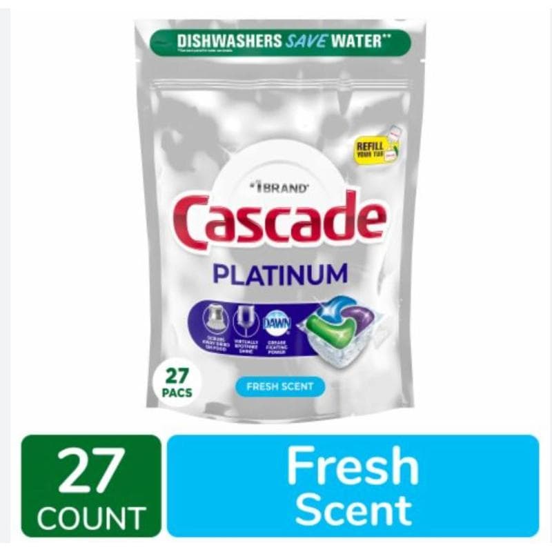 TEMU Cascade Platinum Dishwasher Detergent Pods, 27 Ct
