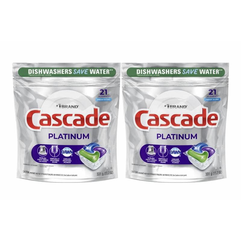 TEMU [2 Pack] Cascade Platinum Dishwasher Pods, Action Dishwasher Detergent Tabs, Fresh, 21 Count