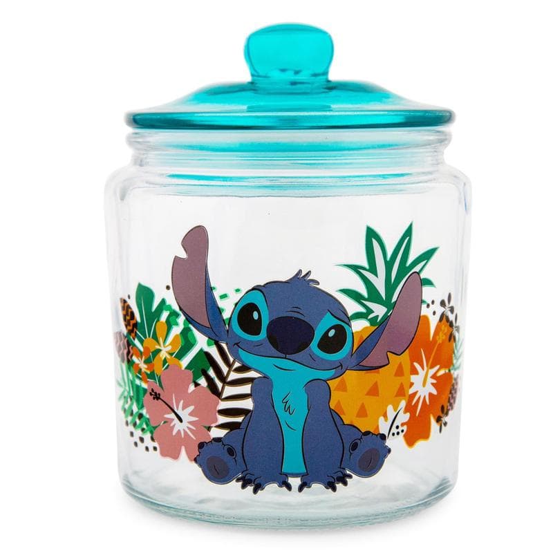 TEMU & Stitch Glass Container With Lid | 6 Inches Tall