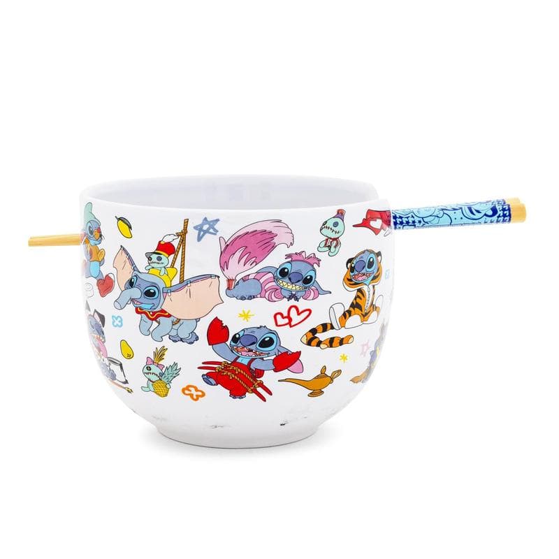 TEMU & Stitch Costumes 20-ounce Ceramic Ramen Bowl With Chopsticks