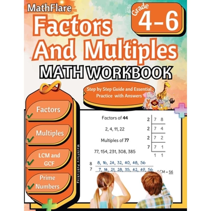 TEMU Factors And Multiples Math Workbook 4th To 6th Grade: Factoring, Prime Numbers, Greatest Common Factor (gcf), Multiples, Lowest Common Multiple (lcm) -- Mathflare Publishing - Paperback