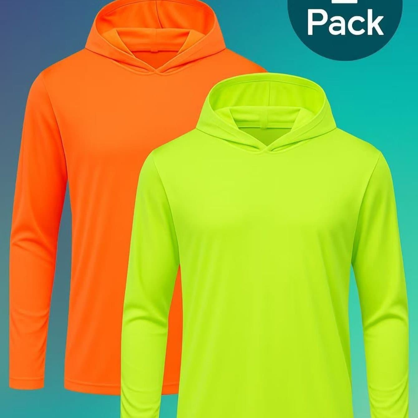 TEMU 2-pack Men’s Uv Protection Hoodie – High Visibility Quick Dry Long Sleeve Shirts For Outdoor Work, Fishing, Hiking, Safety Sportswear