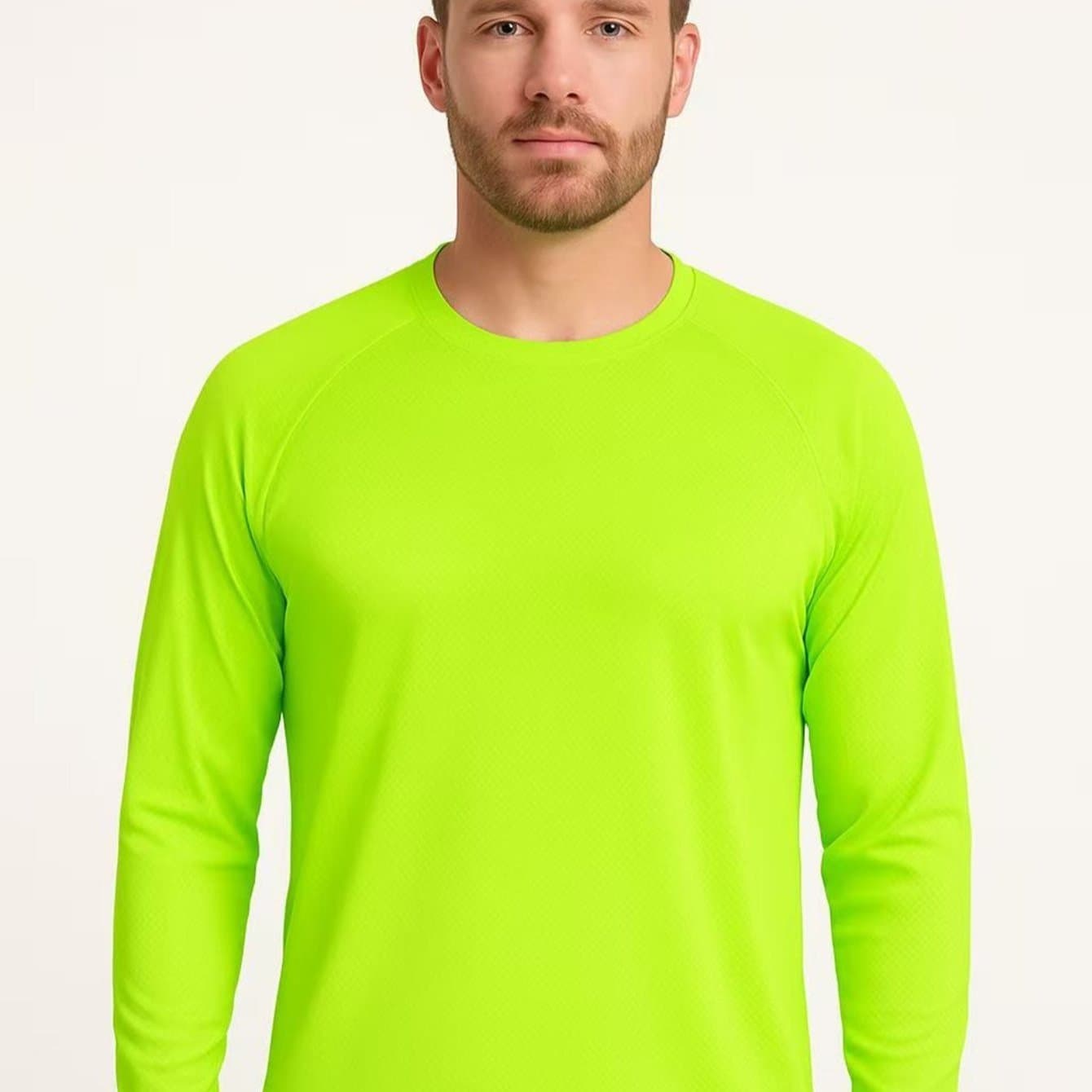 TEMU Men's Quick Dry Athletic Long Sleeve T-shirts - Lightweight, Breathable Workout Tops For Running, Hiking & Casual Wear (orange, Blue, White, Green)