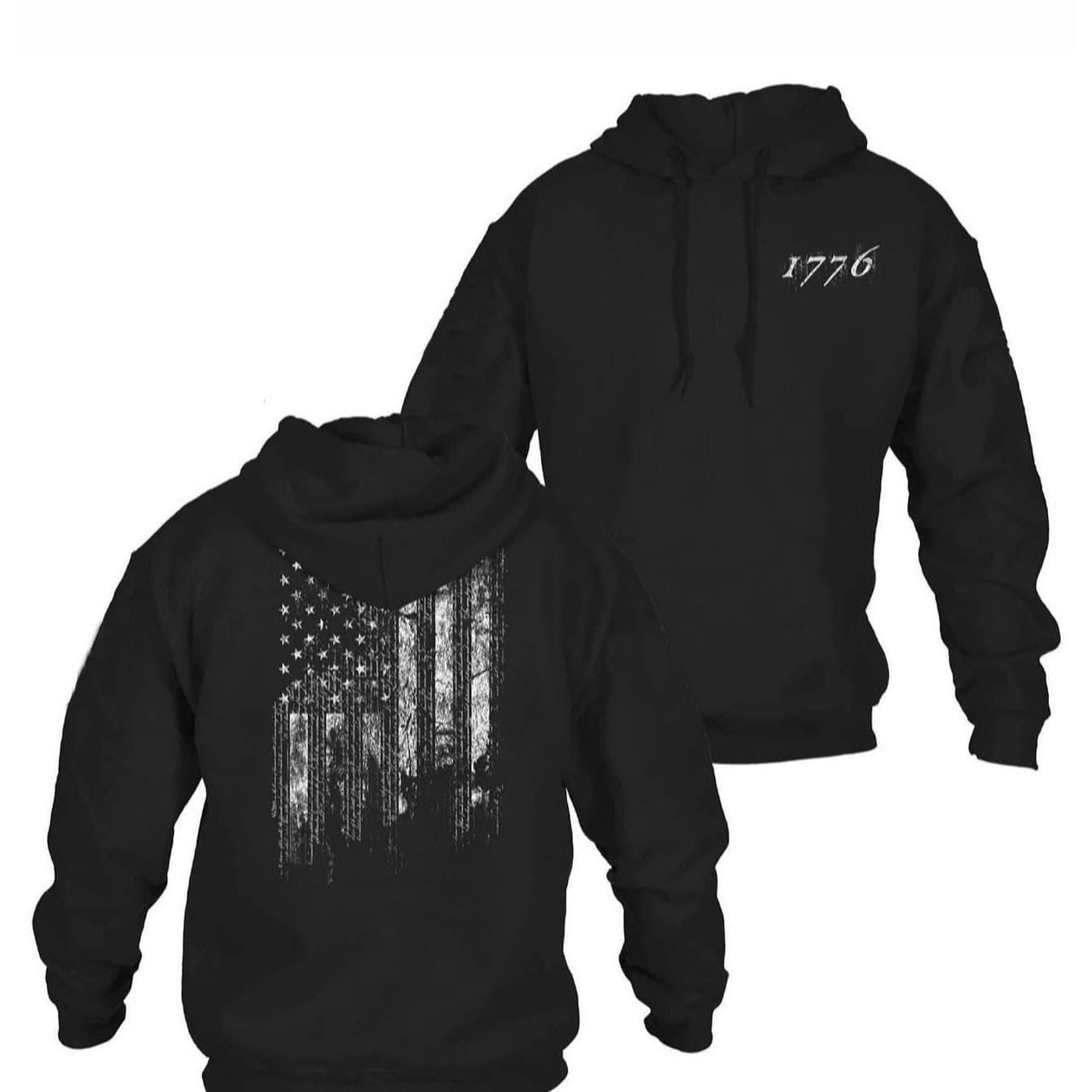 TEMU 1776 American Flag Style Theme Men’s Black Hoodie