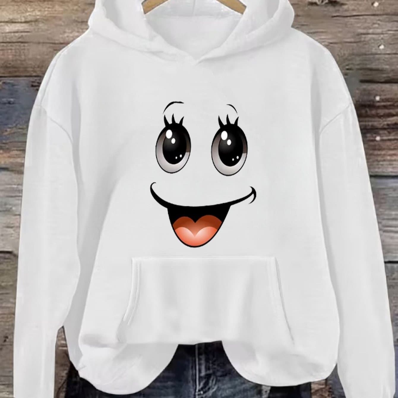 TEMU Women's Hoodie Sweater - Holiday Party Outfit - Soft Everyday Fall Tops - Machine Washable Casual Pullover Sweatshirt