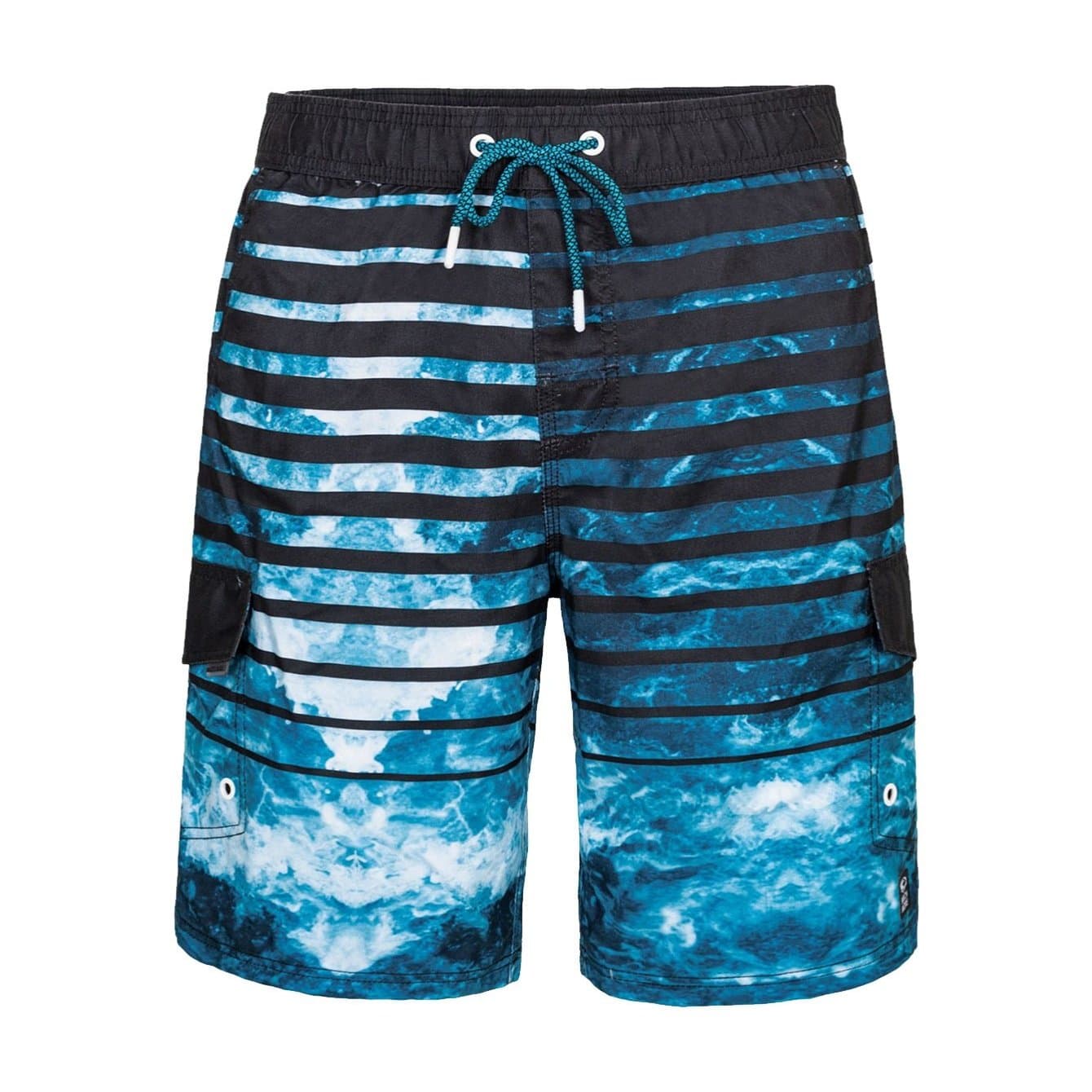 TEMU Men's Swim Trunks Lightweight Quick Dry Fit Mesh Lining, Blue Stripped Pattern