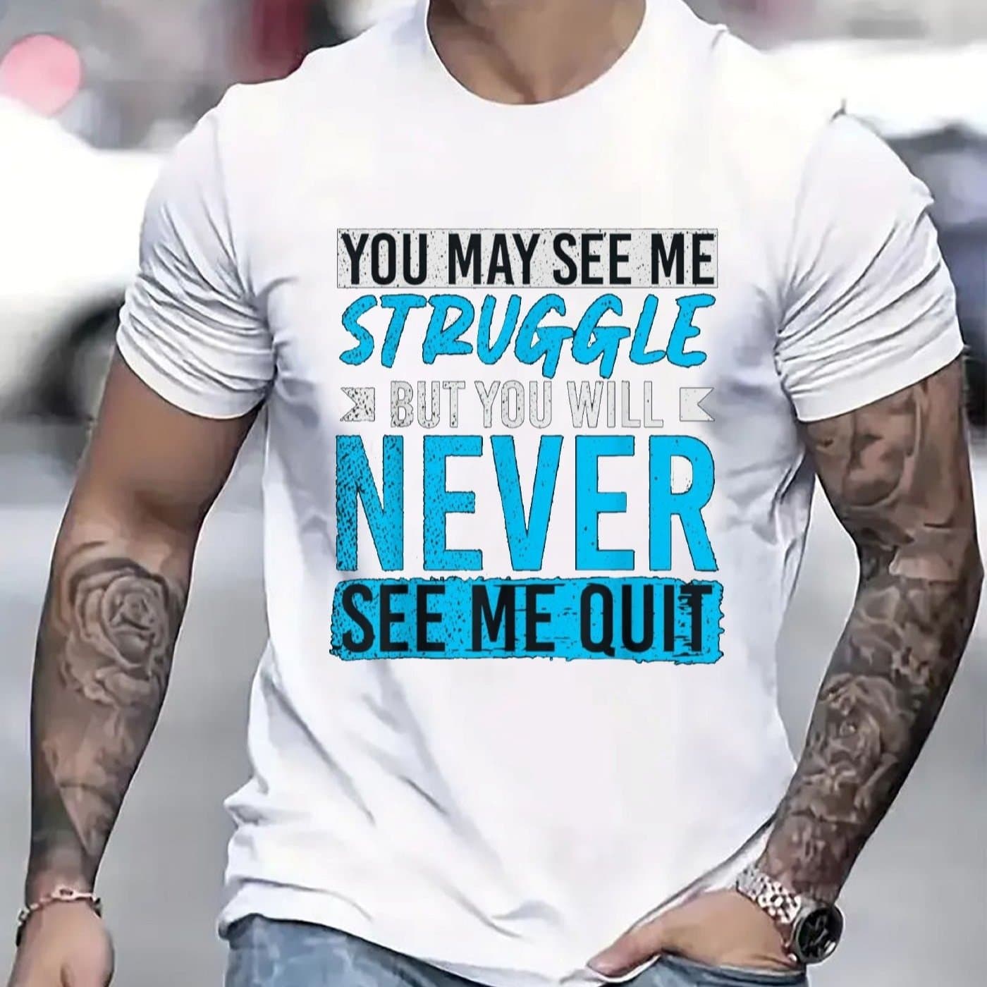 TEMU Mens Tshirt Comfortable Crew Neck Casual Cotton Shortsleeves Soft Breathable Top Menswear Tshirt Streetwear Cotton Fabric Trendy Letter Print