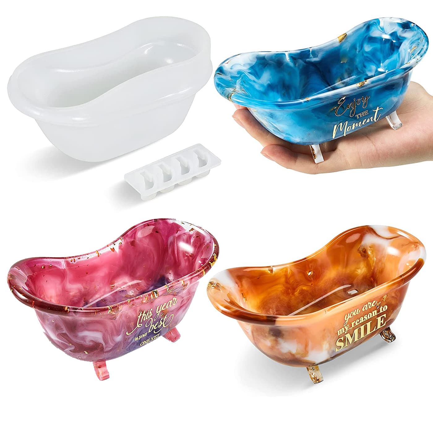TEMU 1set Bathtub Resin Molds, Bathtub Storage Box Silicone Molds For Resin Casting, Resin Bathtub Molds For Jewelry Candy Container Box, Home Decoration, Diy Resin Epoxy Casting Craft