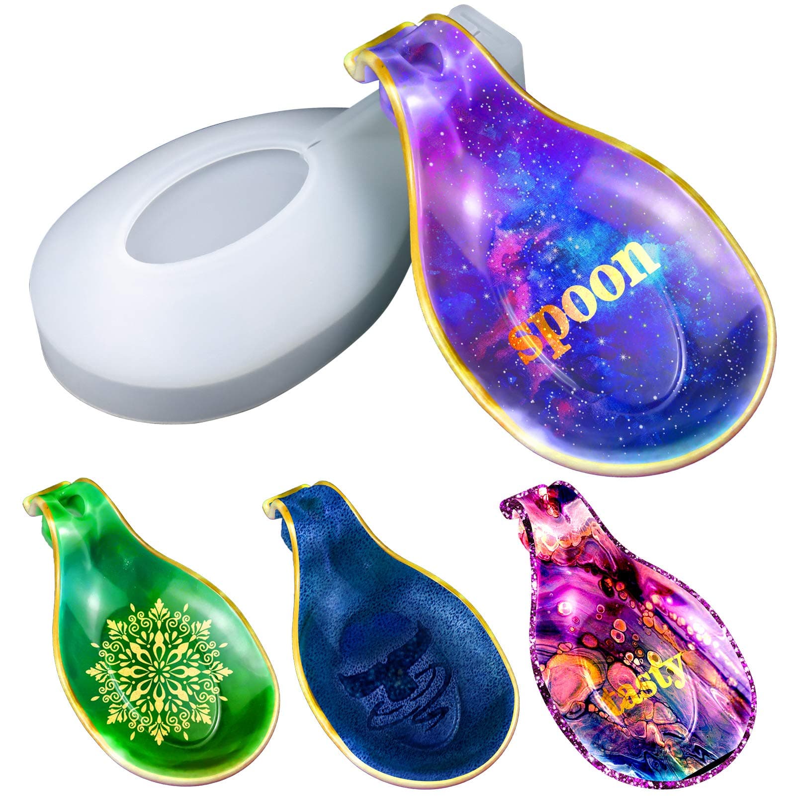 TEMU Large Silicone Mold For A Spoon Holder, Perfect For A Flexible Almond-shaped Rolling Tray For Your. Ideal For Resting Utensils, Home Decor, Or Crafting Jewelry And Trays