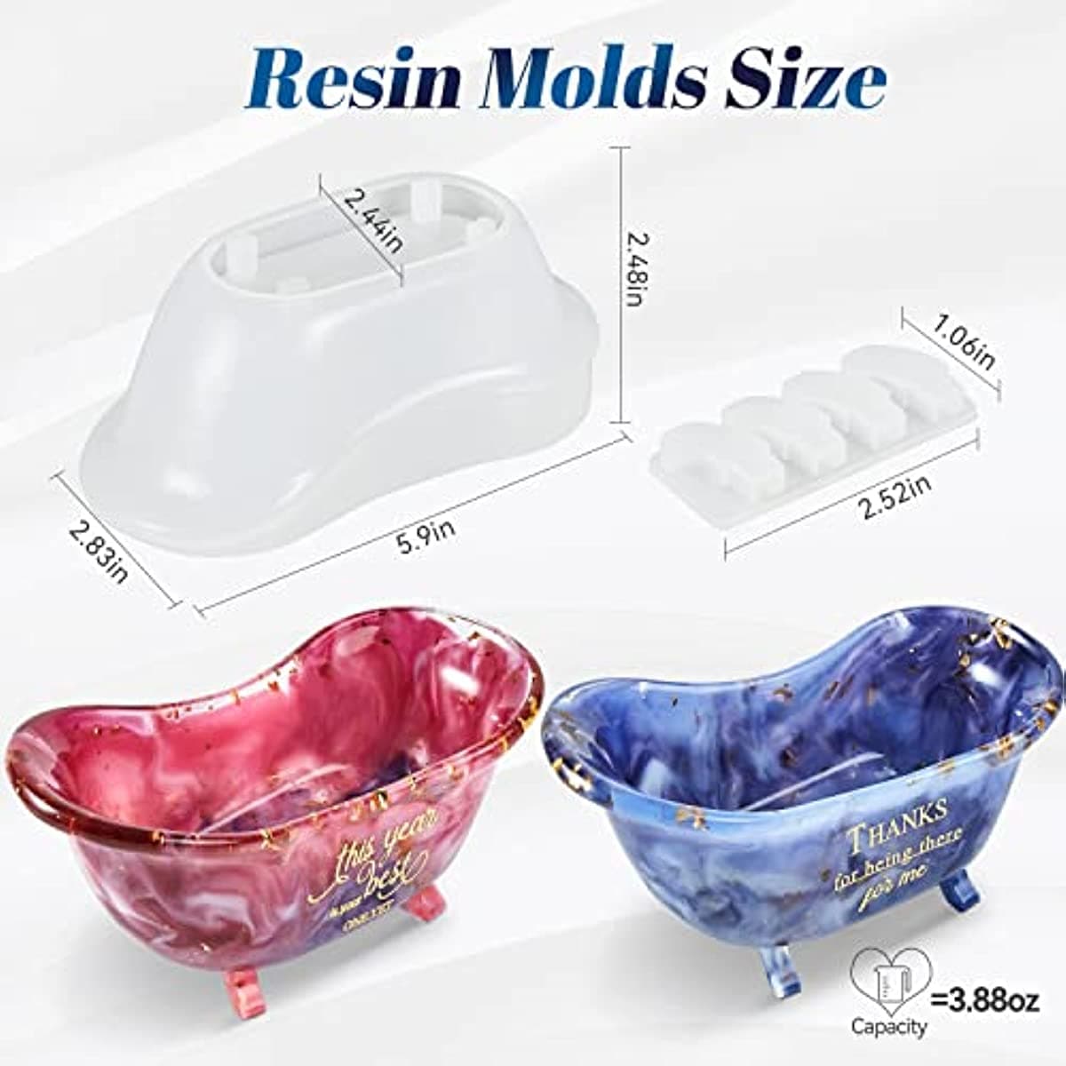 TEMU Bathtub Storage Resin Molds, Silicone Molds For Resin Casting, Epoxy Casting Molds For Storage Keychain, Jewelry, Candy, Diy Resin Epoxy Casting Craft
