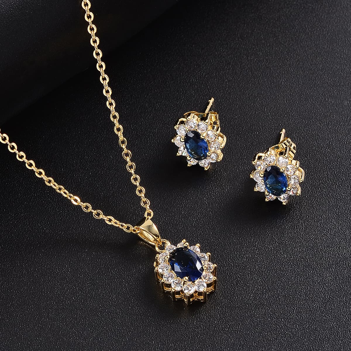 TEMU Sunflower Theme Jewelry Kit Inlaid Oval Cut Shiny Zirconia With Pendant Necklace & Stud Earrings Elegant Jewelry Set Birthday Gift With