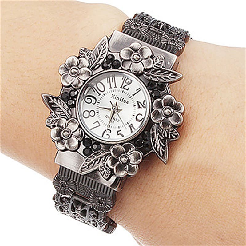 TEMU Vintage Ladies Bracelet Watch Pattern 3d Engraved Skeleton Quartz Watch Fancy Women Watches Jewelry Sophisticated And Stylish Women Watch