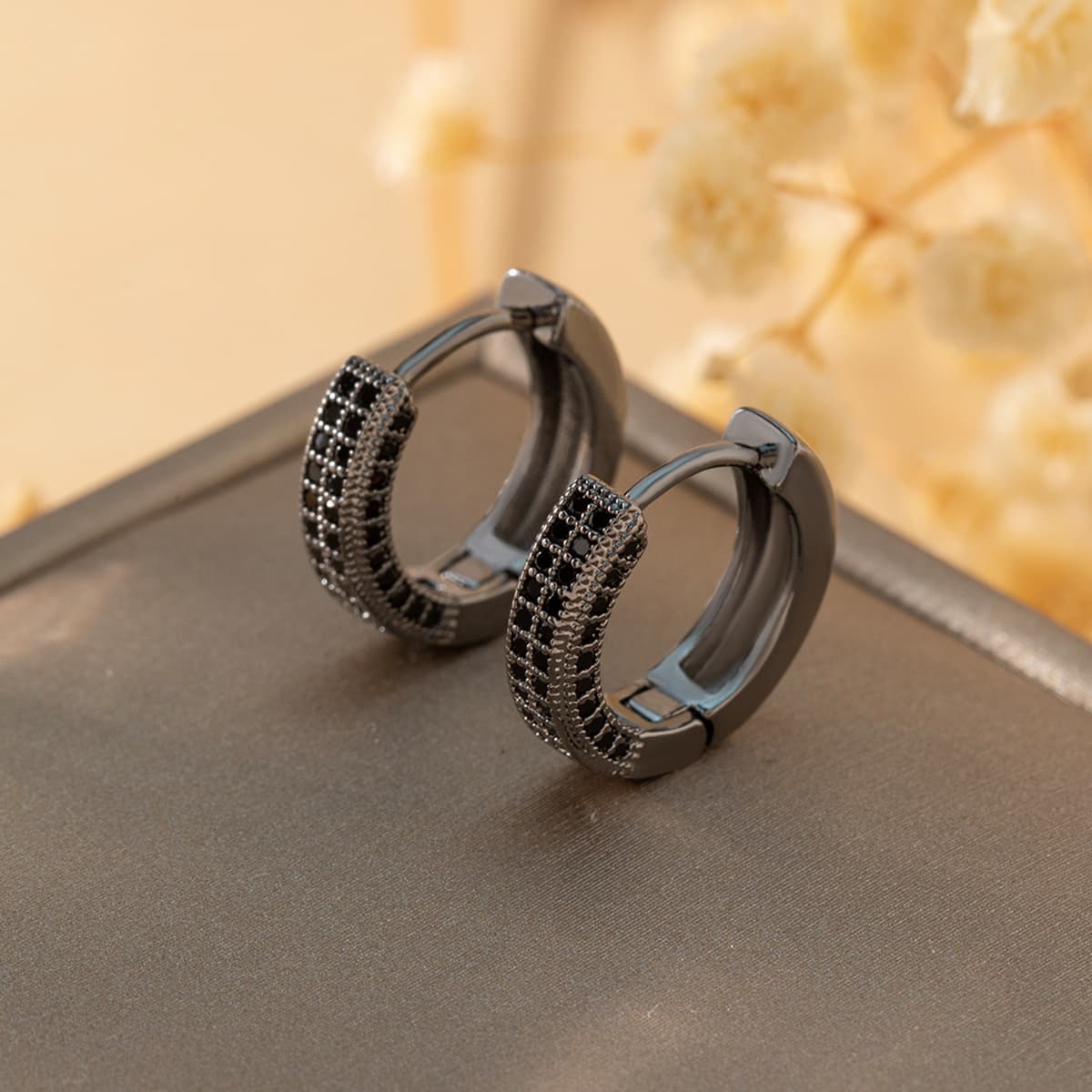 TEMU Trendy Hip Hop Circle Earrings Ear Women's Jewelry Fine Jewelry Inlaid