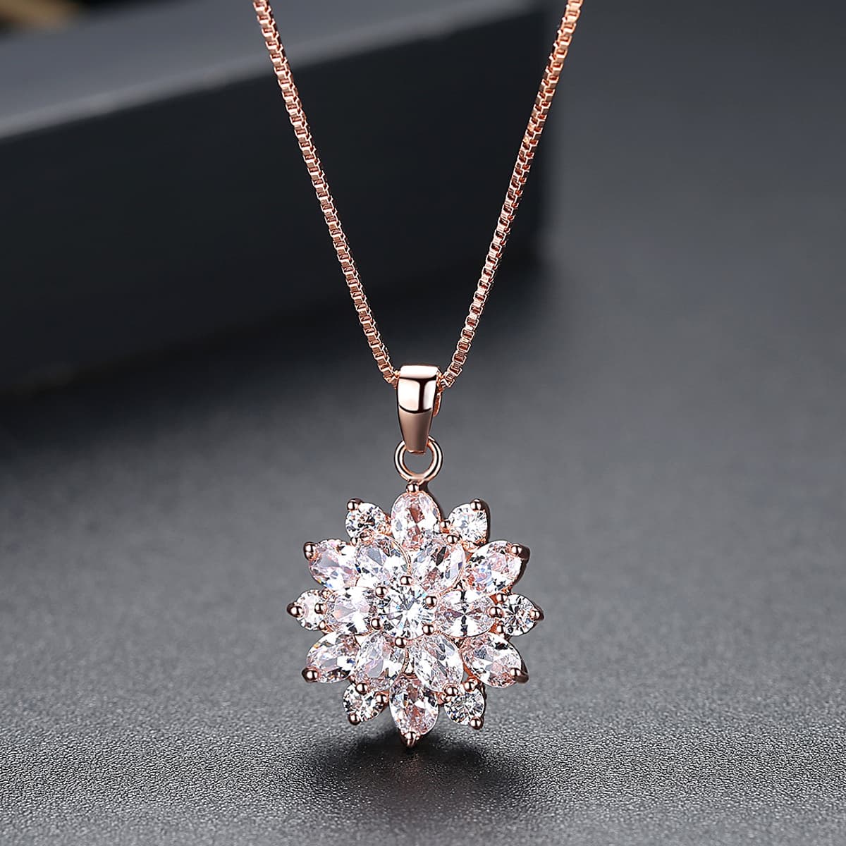 TEMU You Are My Sunshine Sunflower Necklace For Women, Sparkling Cubic Zirconia Double Layered Sunflower Pendant With 16"+2" Chain, Romantic Jewelry Birthday Gift For Daughter Mom Wife