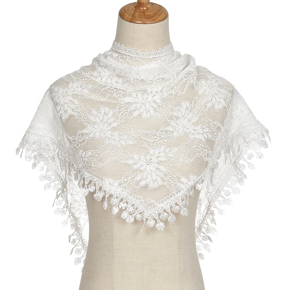 TEMU Triangular Lace Veil, Church Veil, Women Solid Color Elegant Mantilla Veil Covering For Wedding Party