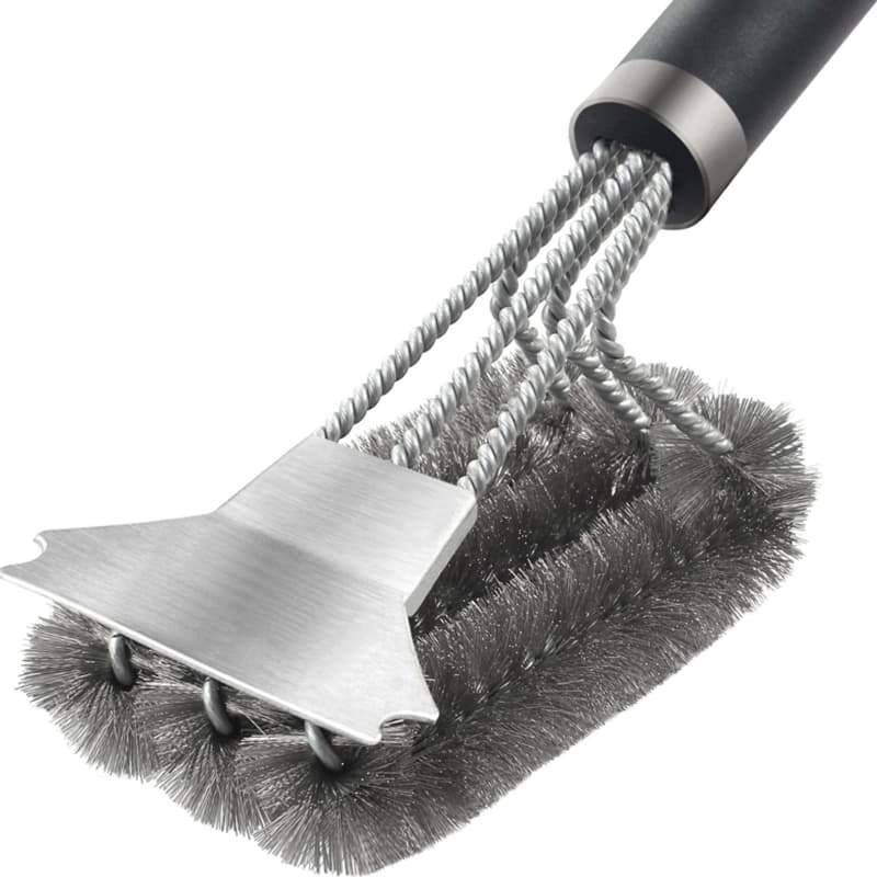 TEMU Heavy-duty Metal Grill Brush With Ergonomic Handle - Cleaning And Maintaining Grills, Bbqs, And Outdoor Cooking Accessories