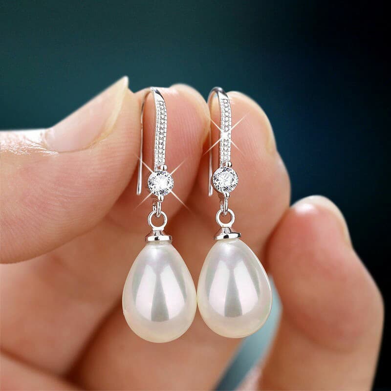 TEMU Hook Shape Artificial Pearl Dangle Earrings For Women Bridal Engagement Wedding Drop Earrings Jewelry Gift