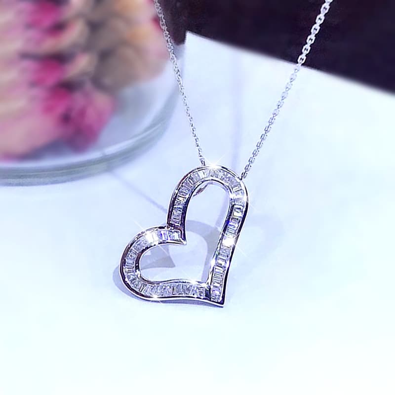 TEMU Women Engasynthetic Gemstoneent Necklace Simple Synthetic Heart Pendant Necklace Romantic Wedding Jewelry