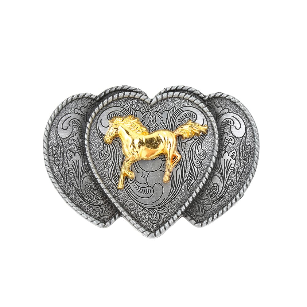 TEMU Western Cowboy Men's Belt Buckle Heart Horse Personality Fashion Trend Casual