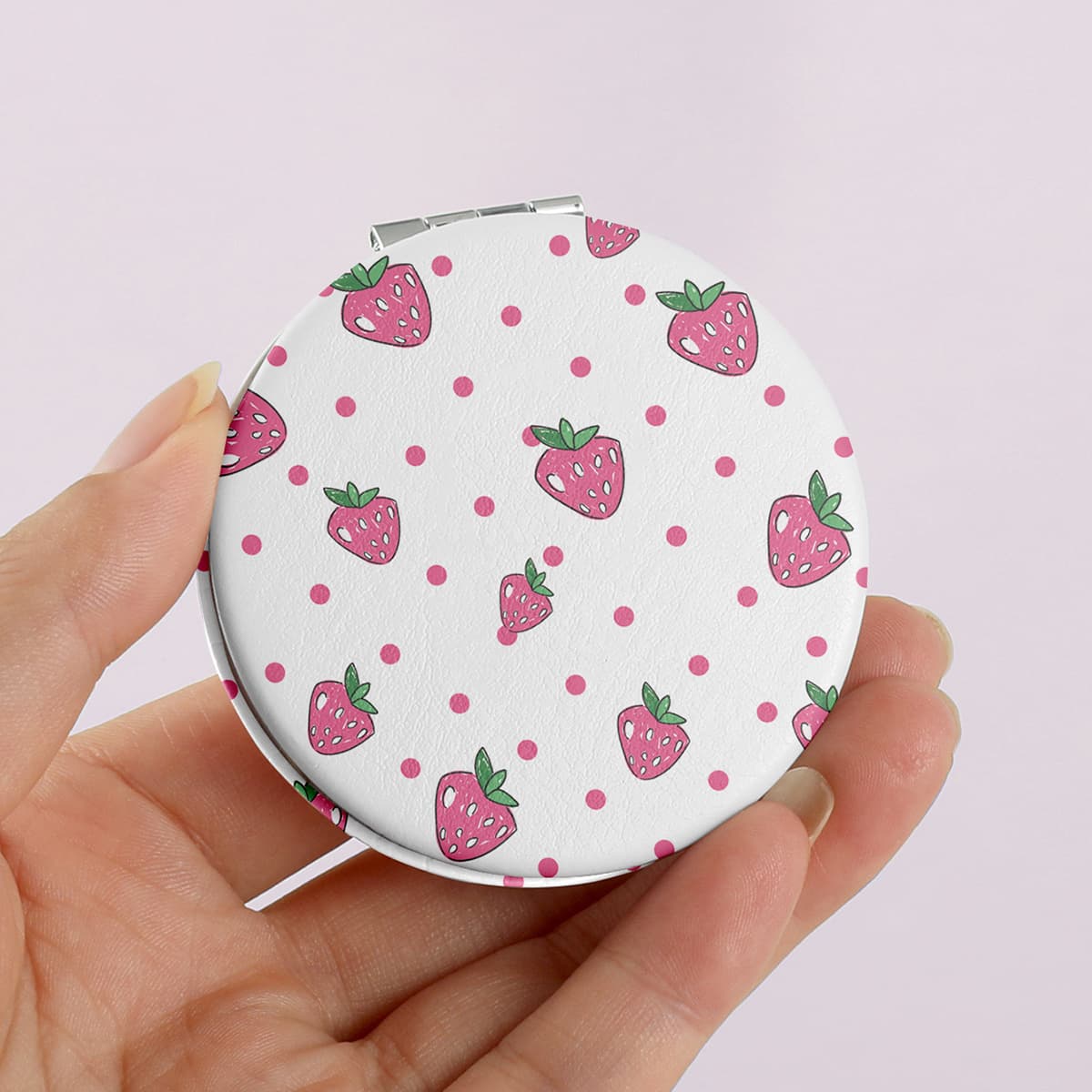 TEMU Pocket Mirrors For Women Small Mini Compact Mirror For Purse ( Strawberry Print )