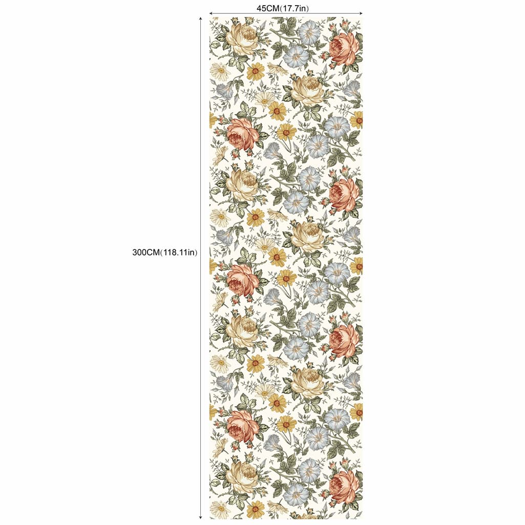 TEMU 17.7in X 118in X 1pc Floral Self-adhesive Wallpaper Flower Wallpaper Removable Wallpaper Living Room Wall Background Furniture Renovation Sticker Rw138