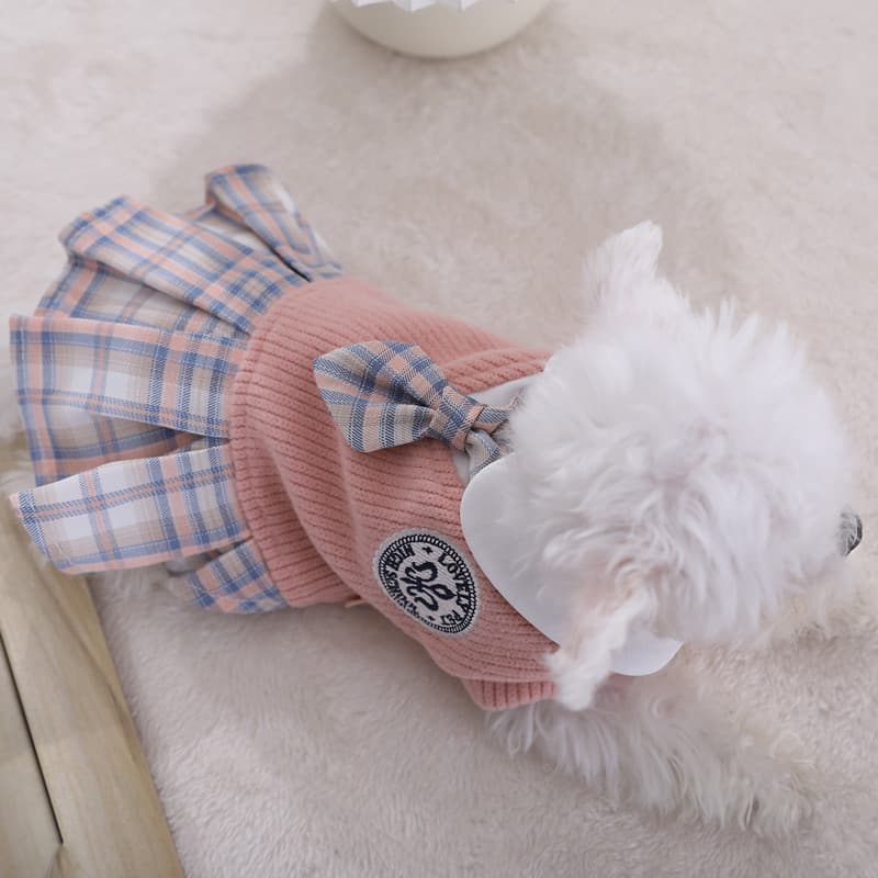 TEMU Winter Knitted Pet Clothes Dog Dress For Dogs Skirt Autumn Dresses Clothes For Dog Pet Cat Dress