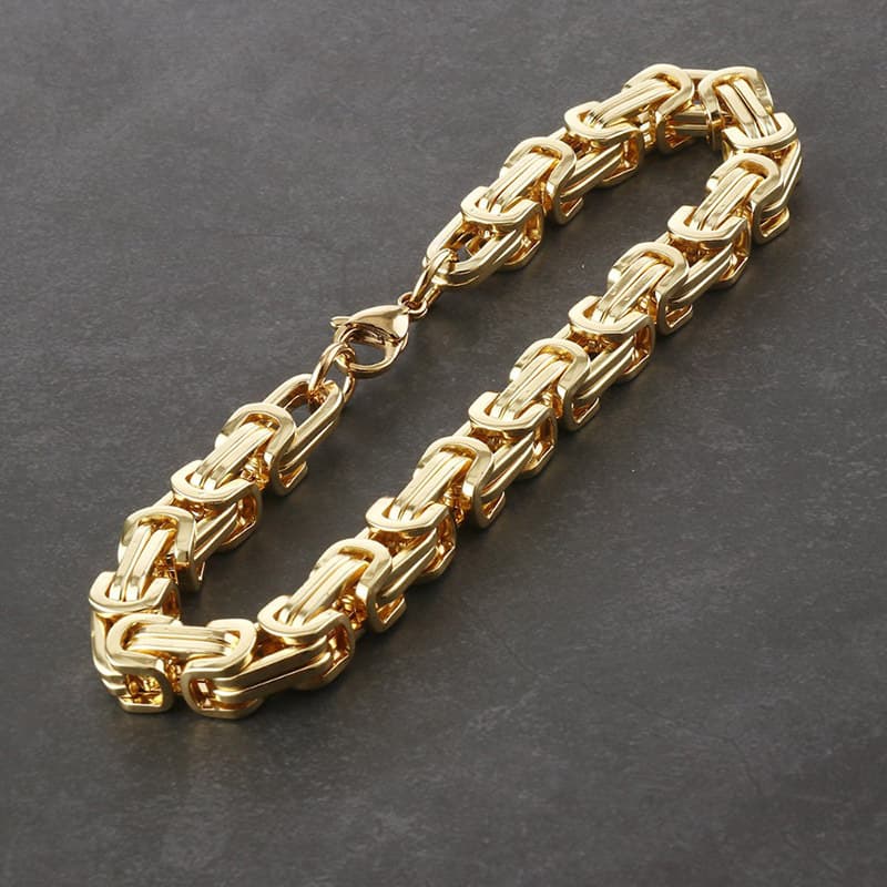 TEMU 8mm Man's Bracelet - Durable 304 Stainless Steel Box Chain With 18k Golden Plating, Hip-hop Style For Casual Attire, Hip Hop Jewelry | Box Chain Bracelet | Smooth Texture