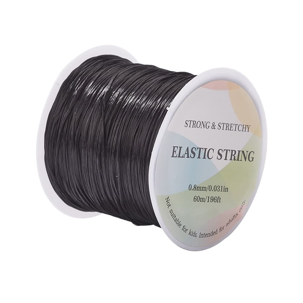 TEMU 1 Roll Of 0.8mm Black Elastic Cord (approximately 60 Meters) Is Suitable For Jewelry Bracelet And Necklace Making