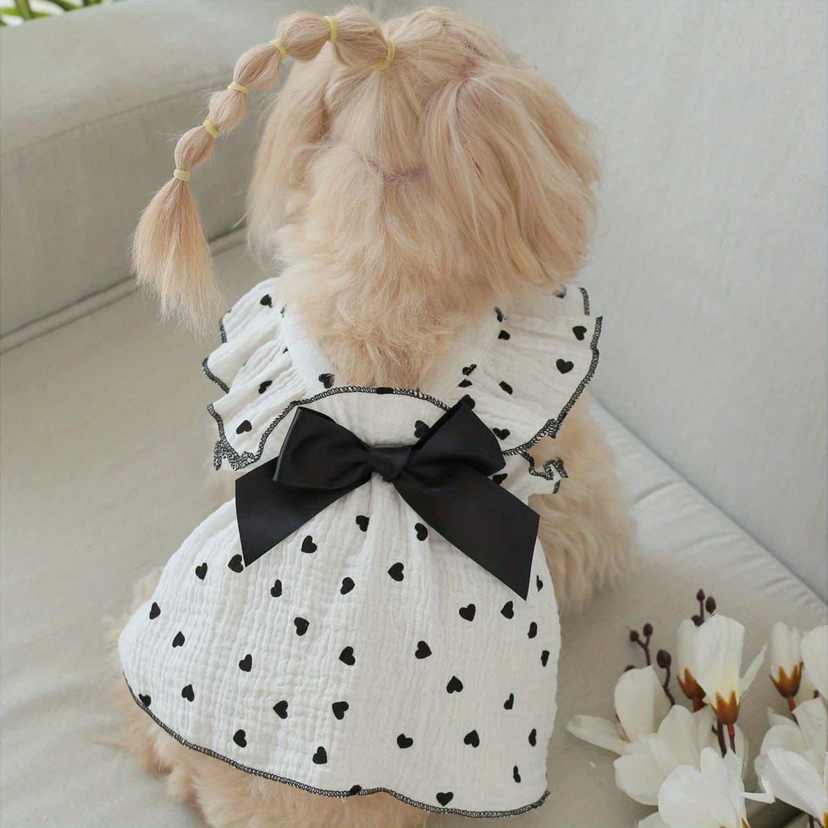 TEMU Pet Clothing Cute Strap Lace Dress 1pc