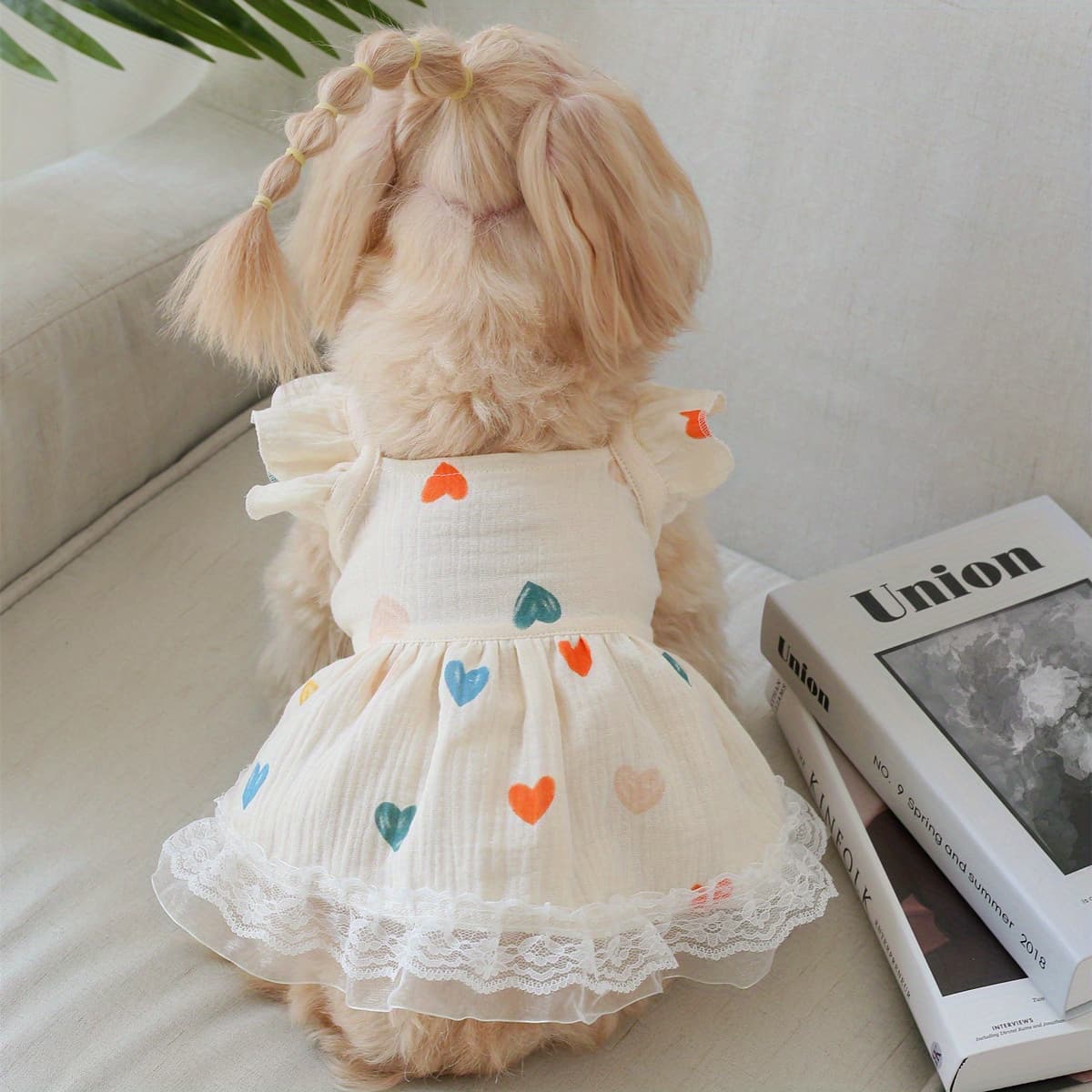 TEMU Pet Clothing Colorful Doll Dress Children's Gauze Skin-friendly Dress 1pc