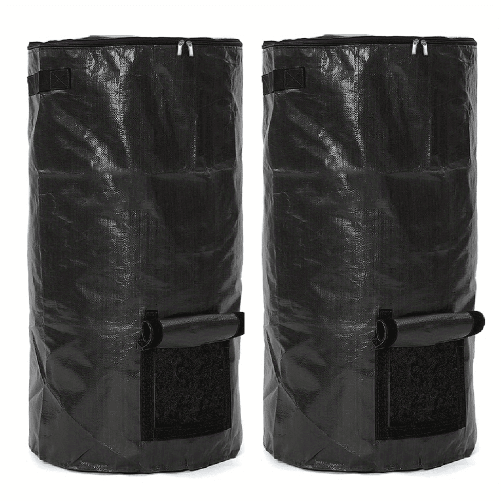 TEMU Compost Garbage Bag Large 34 Gallon Reusable Yard Garbage Bag Lawn Bag Heavy Garden Bag Compost Bag Garbage Bin Outdoor Container With Zipper Cover And Handle Leaf Litter