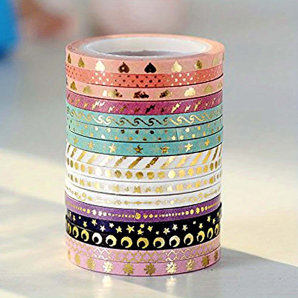 TEMU 16 Rolls Of 0.11-inch Wide Washi Tape Suitable For Journals, Scrapbooks, And Decorative Stickers