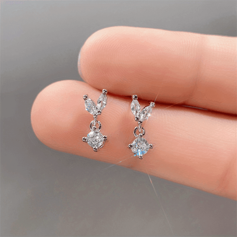 TEMU Simple Cute Zircon Drop Earrings For Women Wedding Party Mini Small Stud Earrings