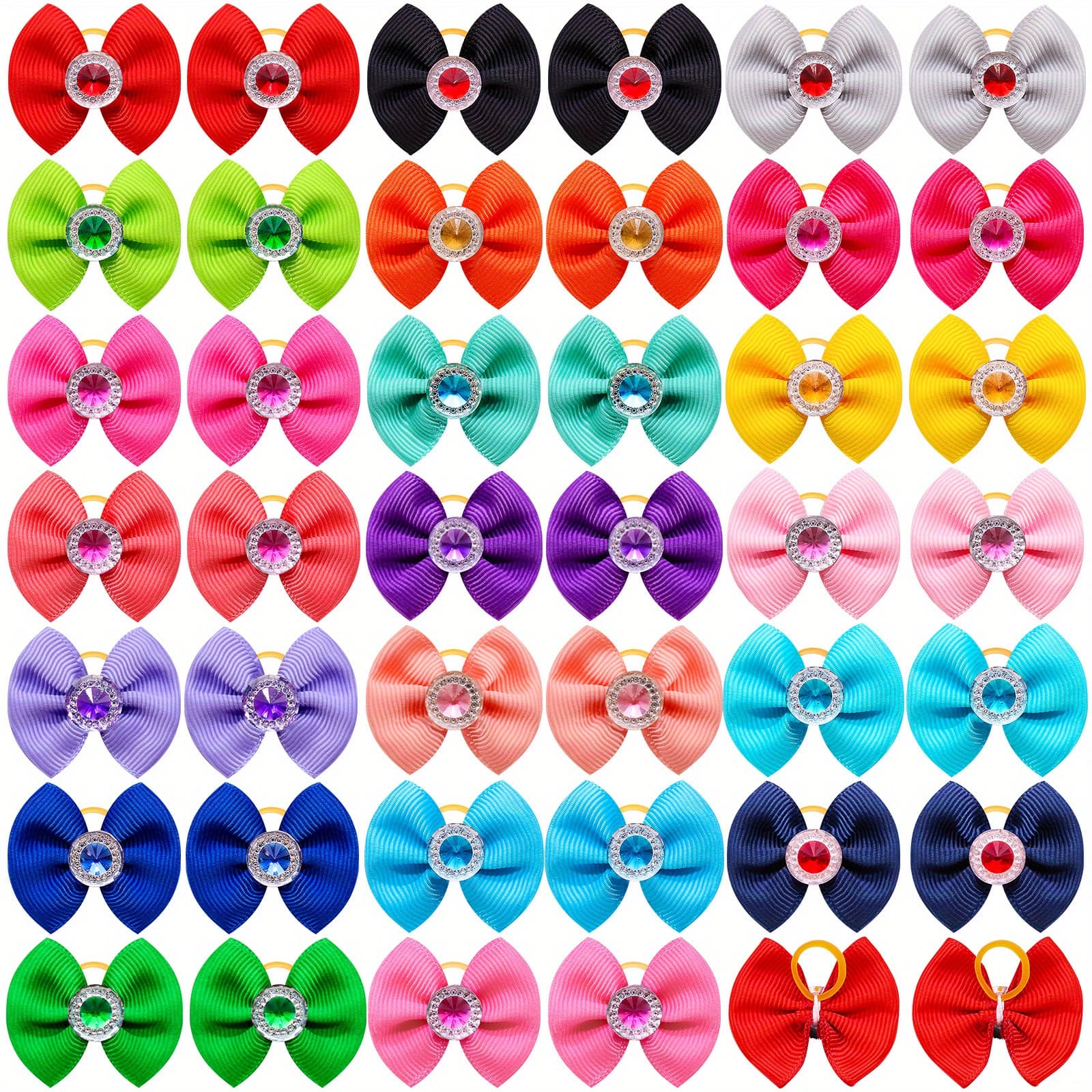TEMU 20pcs Vibrant Bowknot Hair Clips For Pets - Colorful & Sparkling Diamond-studded, Assorted Sizes & Patterns, Ideal For Dog Grooming & Styling Accessories, Dog Hair Accessories