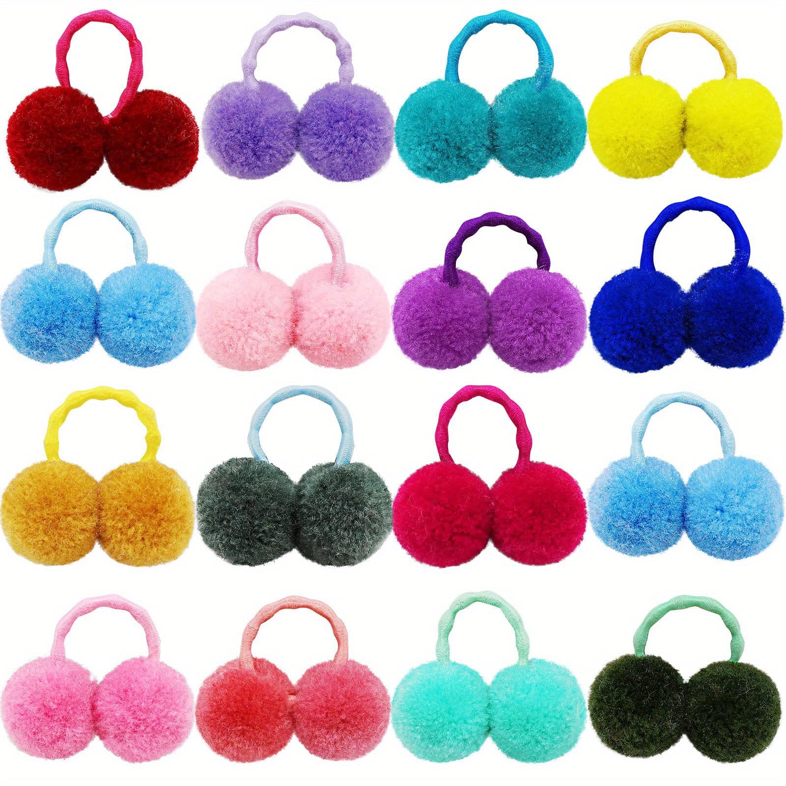 TEMU 5pcs Cute Plush Pompom Hair Ties For Dogs And Cats - Fun And Stylish Pet Hair Accessories