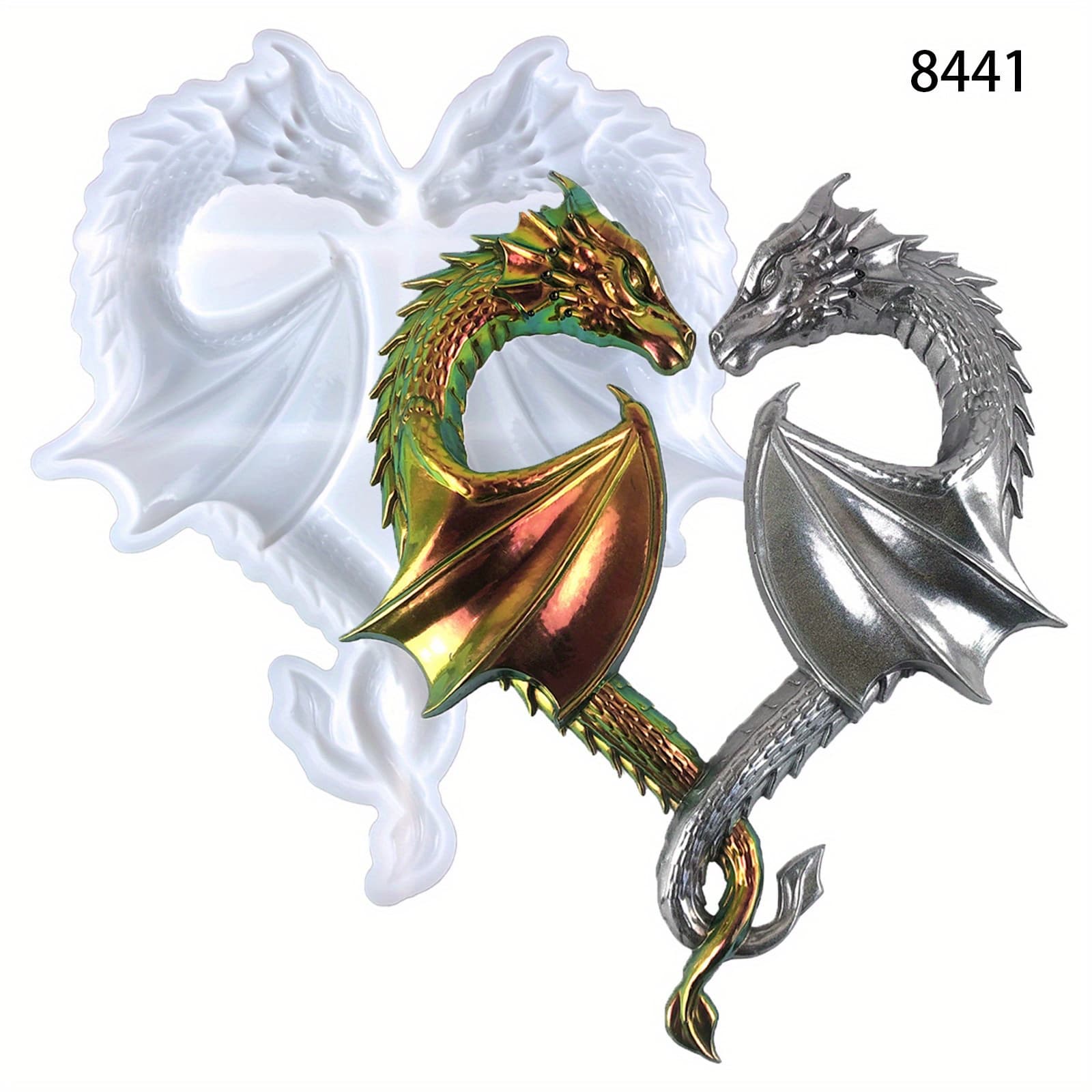TEMU 1pc Heart Shaped Dragon Decorative Silicone Mold Diy Shaped Dragon Silicone Casting Mold For Desktop Wall Hanging Decoration Silicone Mold