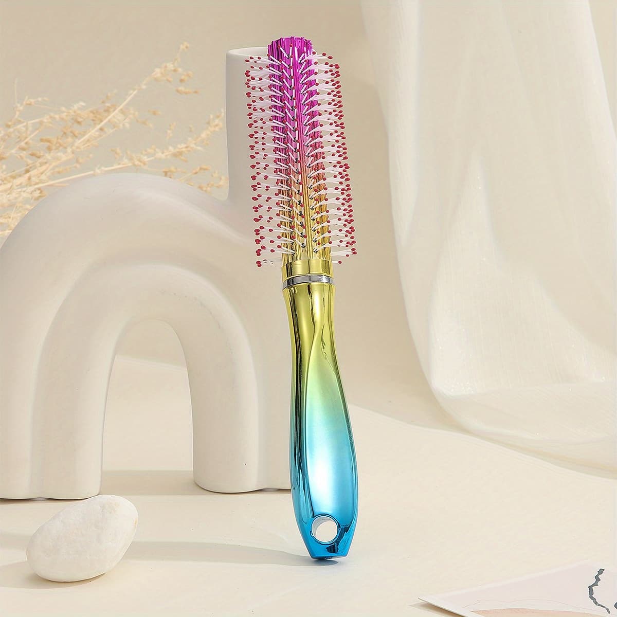 TEMU 1 Colorful Gradient Curling Brush Suitable For All Hair Types