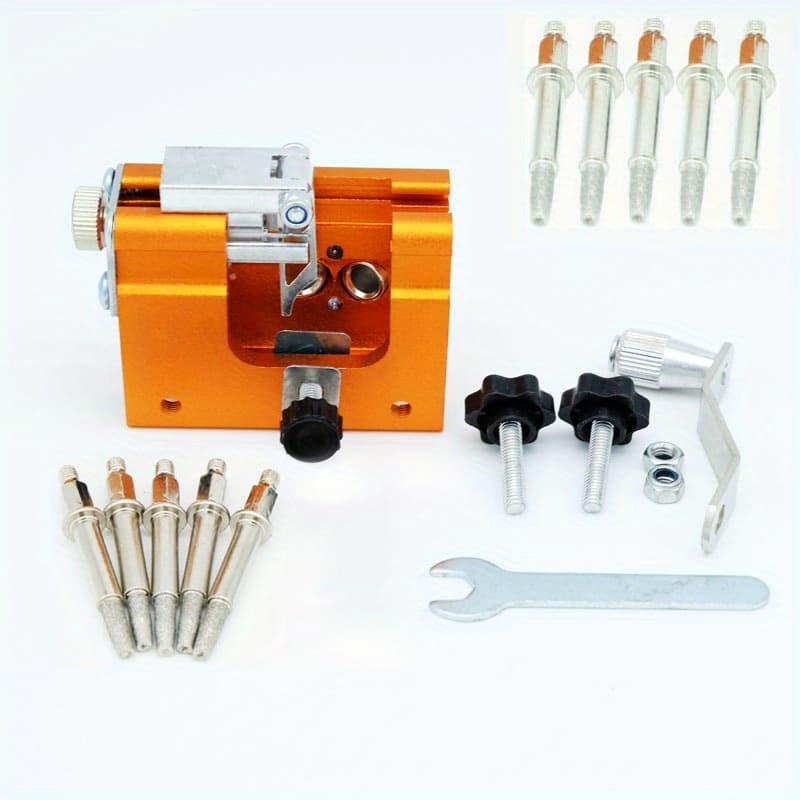 TEMU Chainsaw Sharpener Jig, Portable Chain Saw Sharpener Tool With 1pc/3pcs/5pcs/10pcs Burrs, Chainsaw Chain Sharpener, Hand-cranked Chainsaw Sharpening Kit For Chain Saws