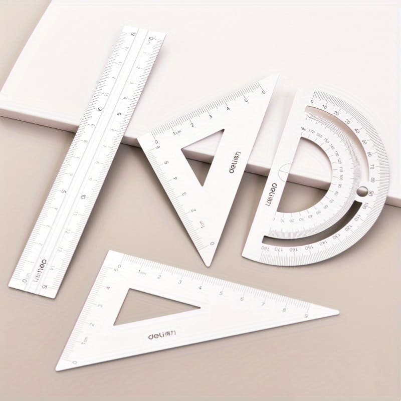 TEMU Aluminum Alloy Drafting Set 15cm Durable School Math Straight Triangular Ruler Protractor For Students