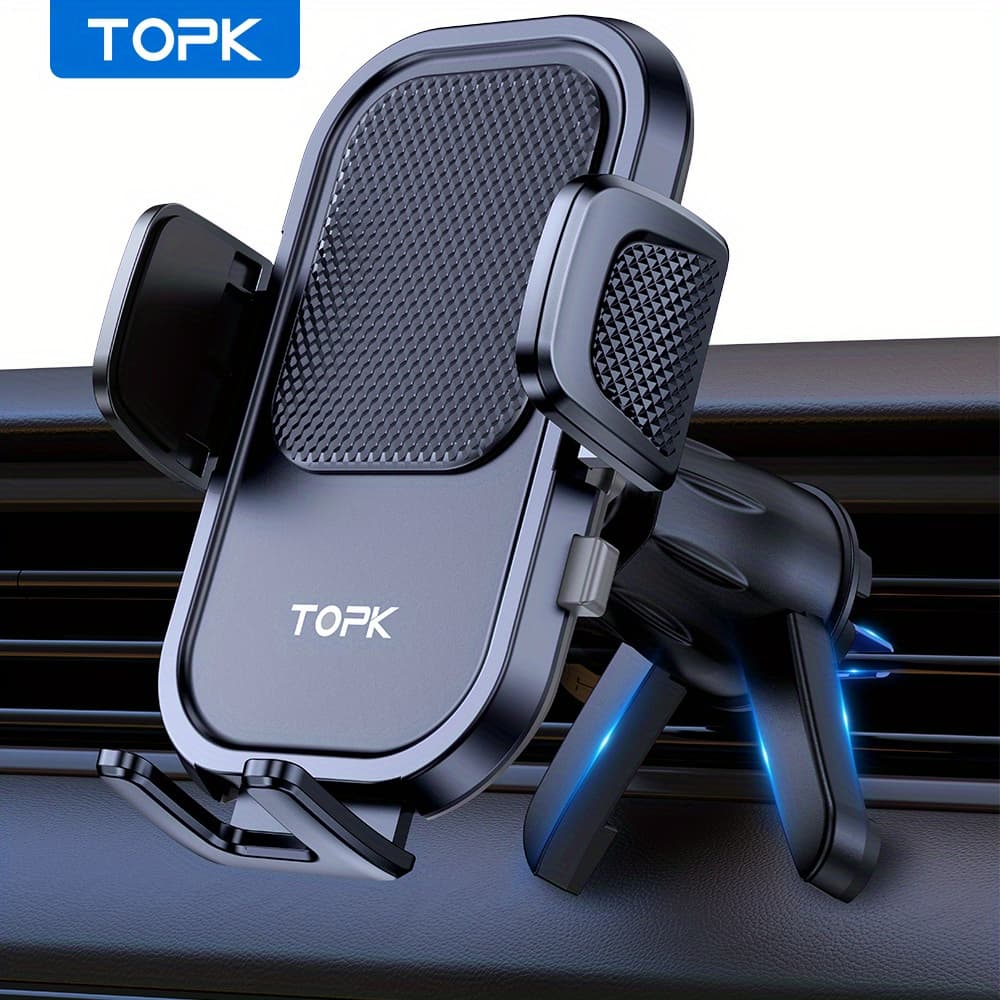 TEMU D40-s Heavy-duty Car Phone Holder Mount With Metal Hook - Compatible With All Cars, Air Vent Installation, Adjustable Grip, Non-slip Surface