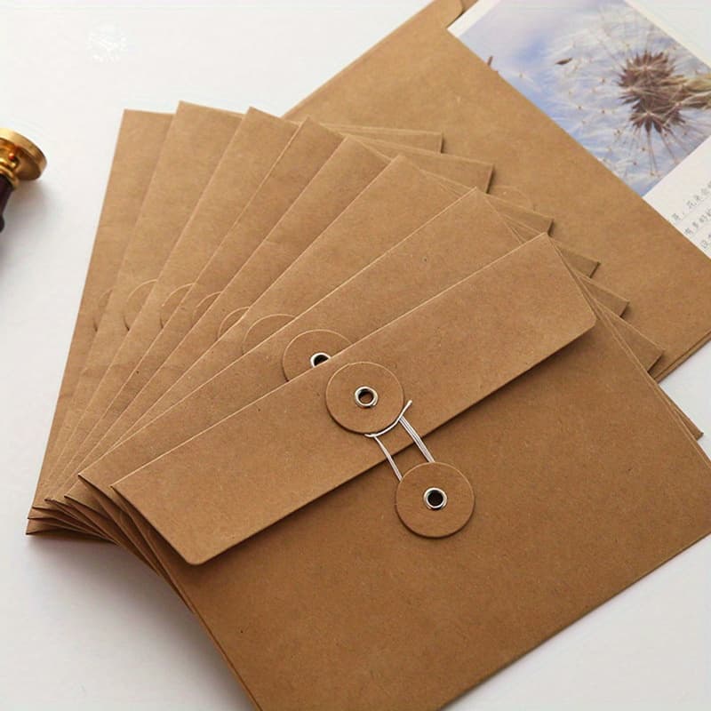 TEMU 10pcs/set Retro Kraft Envelope Storage Bags - Perfect For Office Documents!