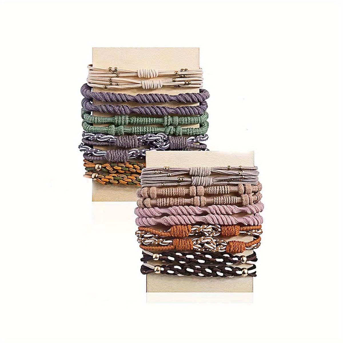 TEMU 20pcs Boho Hair Ties For Women Braided Hair Rope Bracelet For Thick Hair Seamless Ponytail Holder Hair Accessories For Women