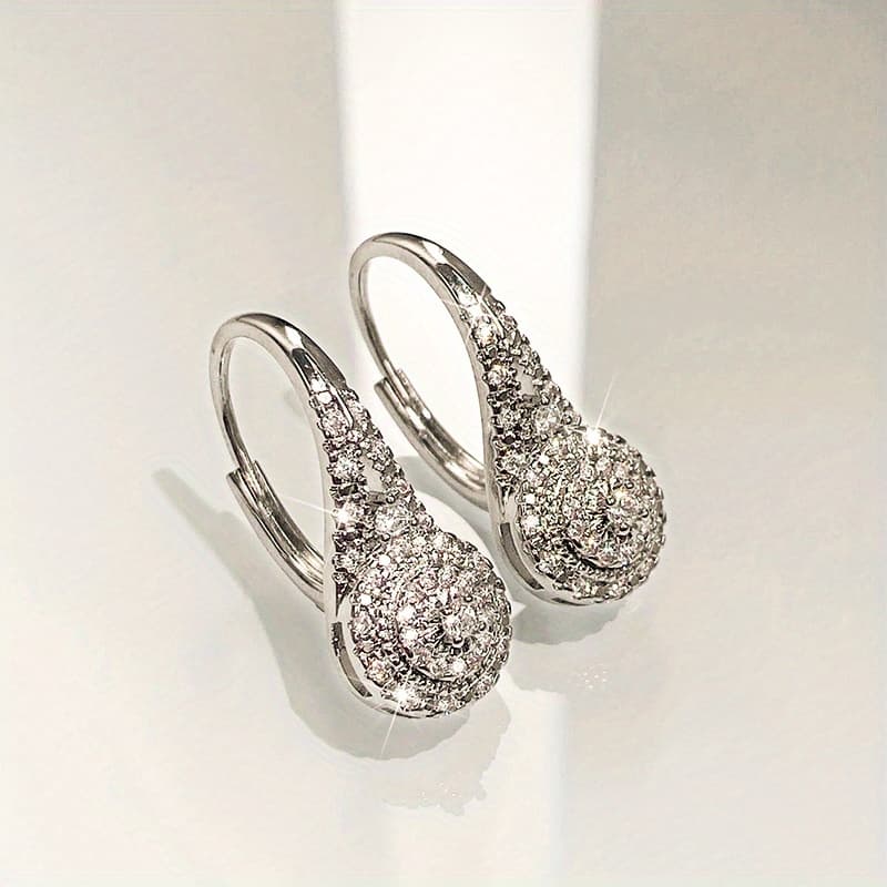 TEMU New Arrows Round Full Cubic Zirconia Earrings