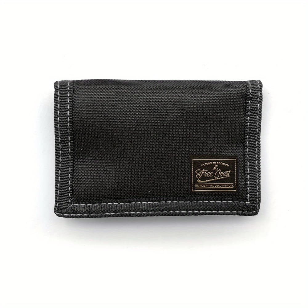 TEMU Men's Casual Trifold Wallet Short Canvas Wallet Folding Zipper Coin Purse